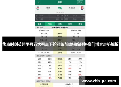 焦点时刻英超争冠五大看点下轮对阵前瞻提前预热豪门博弈走势解析 焦点时刻英超争冠五大看点下轮对阵前瞻提前预热豪门博弈走势解析